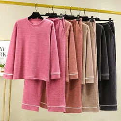 Autumn Winter Sleepwear  For Women Casual Loose Pajamas Sets Plus Size 2 Pieces/Sets Long Sleeve  Homewear Home Clothes