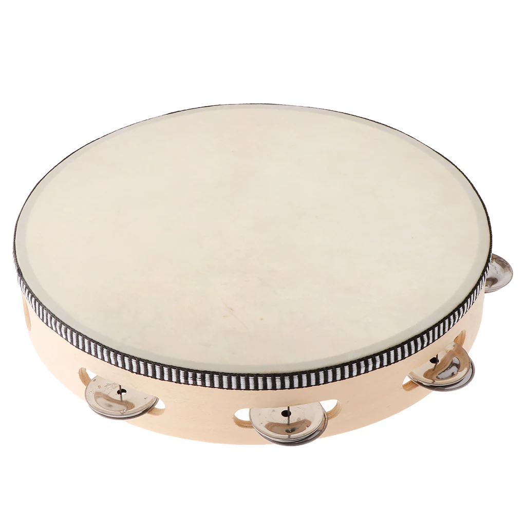10inch Tambourine Percussion Drum Tamborine Hand Drum Double Sided Kids Musical Educational Toys
