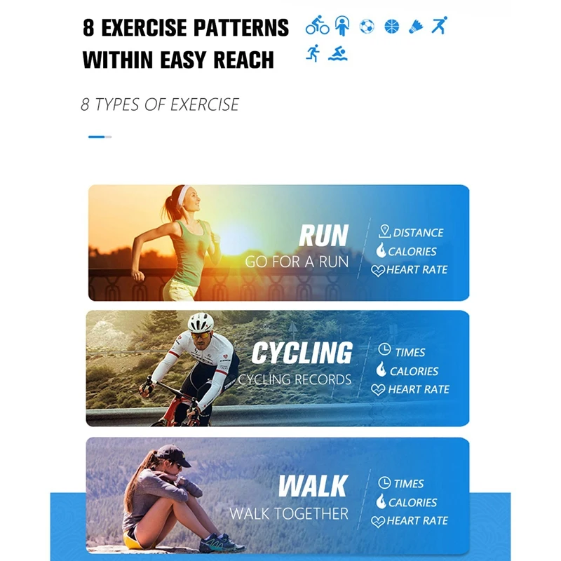 ABHU-New Smart Watch F25 Smart Bracelet Full Screen Contact GPS Tracker Heart Rate Blood Pressure Step Smart Bracelet Sports Wat