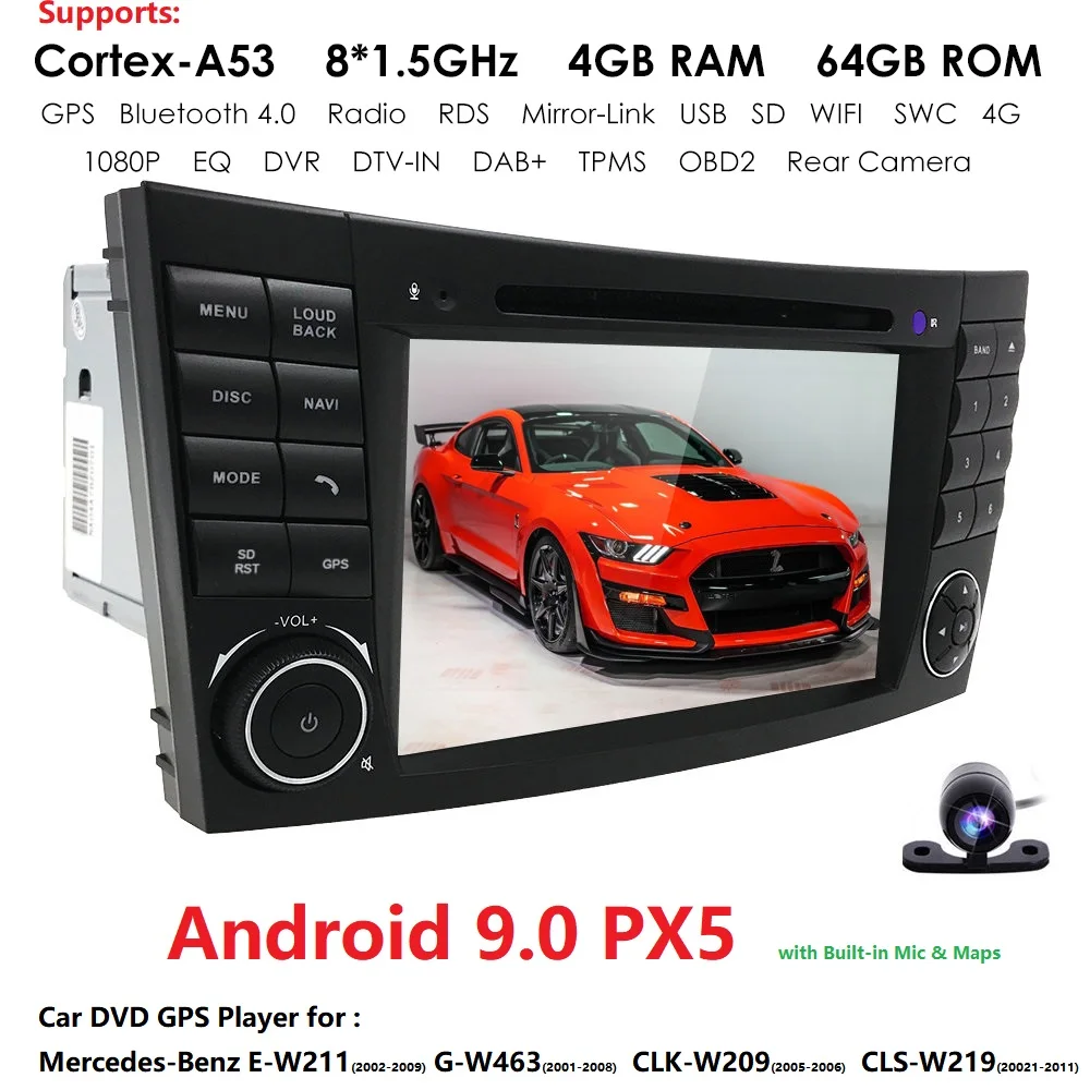 

HD 1024*600 Touch Screen Car DVD Player for mercedes w211 Android 9.0 multimedia W209 W219 3G WIFI Radio Stereo GPS DVR OctaCore