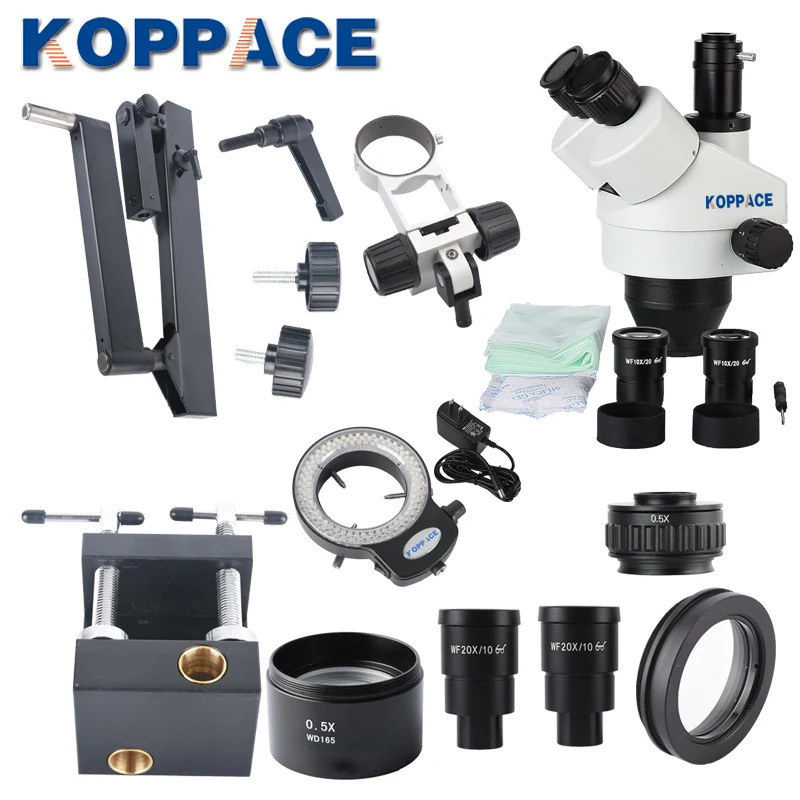 Тринокулярный стереомикроскоп KOPPACE 3 5x 90X настольный микроскоп с клипсой для