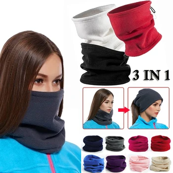 

Multifunctional Thermal Polar Fleece Scarf Neck Warmer & Beanie Hat Winter Warm Face Mask Women Men Outdoor Winter Cap