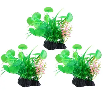 

3pcs Fish Tank Grass Lightweight Simulated Adornment Aquatic Water Plants Grass Miniature for Fish Tank