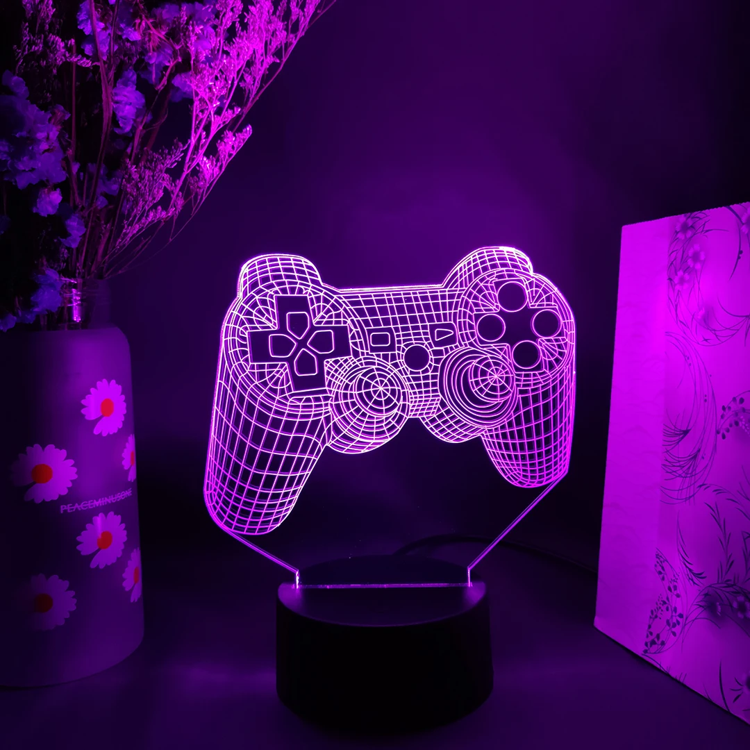 3D Vision Lamp Cool Gift for Game Fans Console Handle Image 7 Color Changing Touch Sensor Night Light Gaming Room Decoration