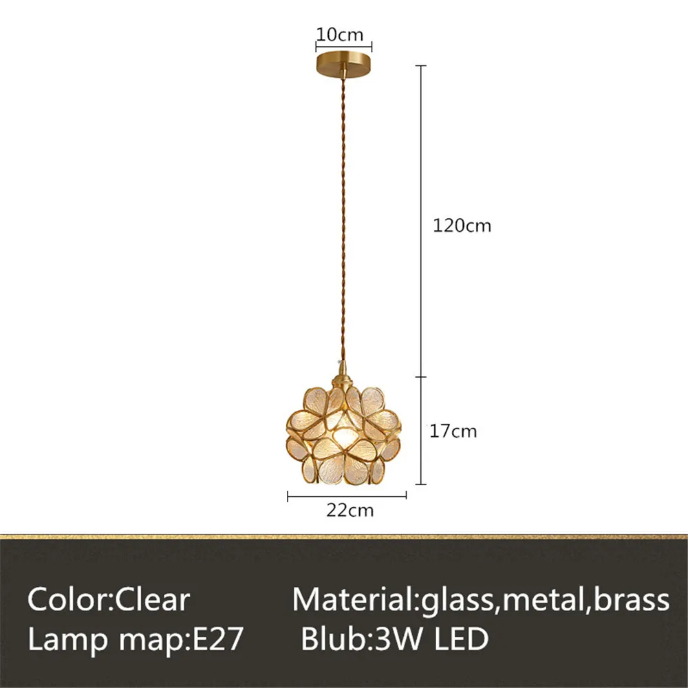 Европейский красочный цветочный стеклянный подвесной светильник светодиодный светильник для помещений для ресторана столовой бара кафе магазина светильник AC110-265 - Цвет корпуса: p clear