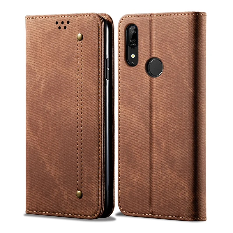 Brown Ретро флип-чехол для huawei Honor 9X премиум-чехол из джинсовой ткани с подставкой и бумажником, задняя крышка для Honor 9X Global Fundas - Цвет: Brown