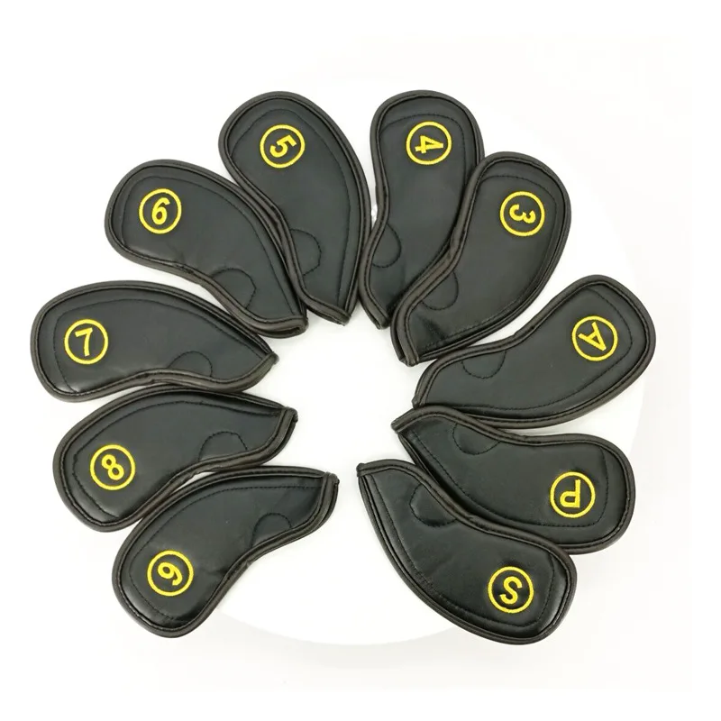10pcs Universal Golf Iron Club Head Cover Set PU Leather Golf Headcover Irons Protector with Number 4Options8