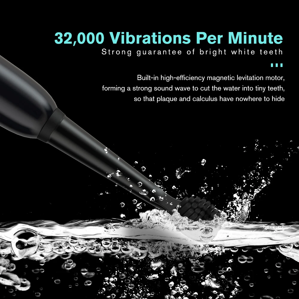 5 Modes Sonic Electric Toothbrush Rechargeable USB Waterproof Timer Tooth Brush Whitening for Adults + 4 Replacement Heads