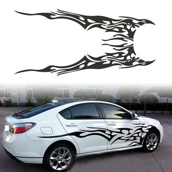 

2pcs Black PVC Car Auto Fire Flame Element Totem Sticker Auto Body Decoration Decal DIY Film