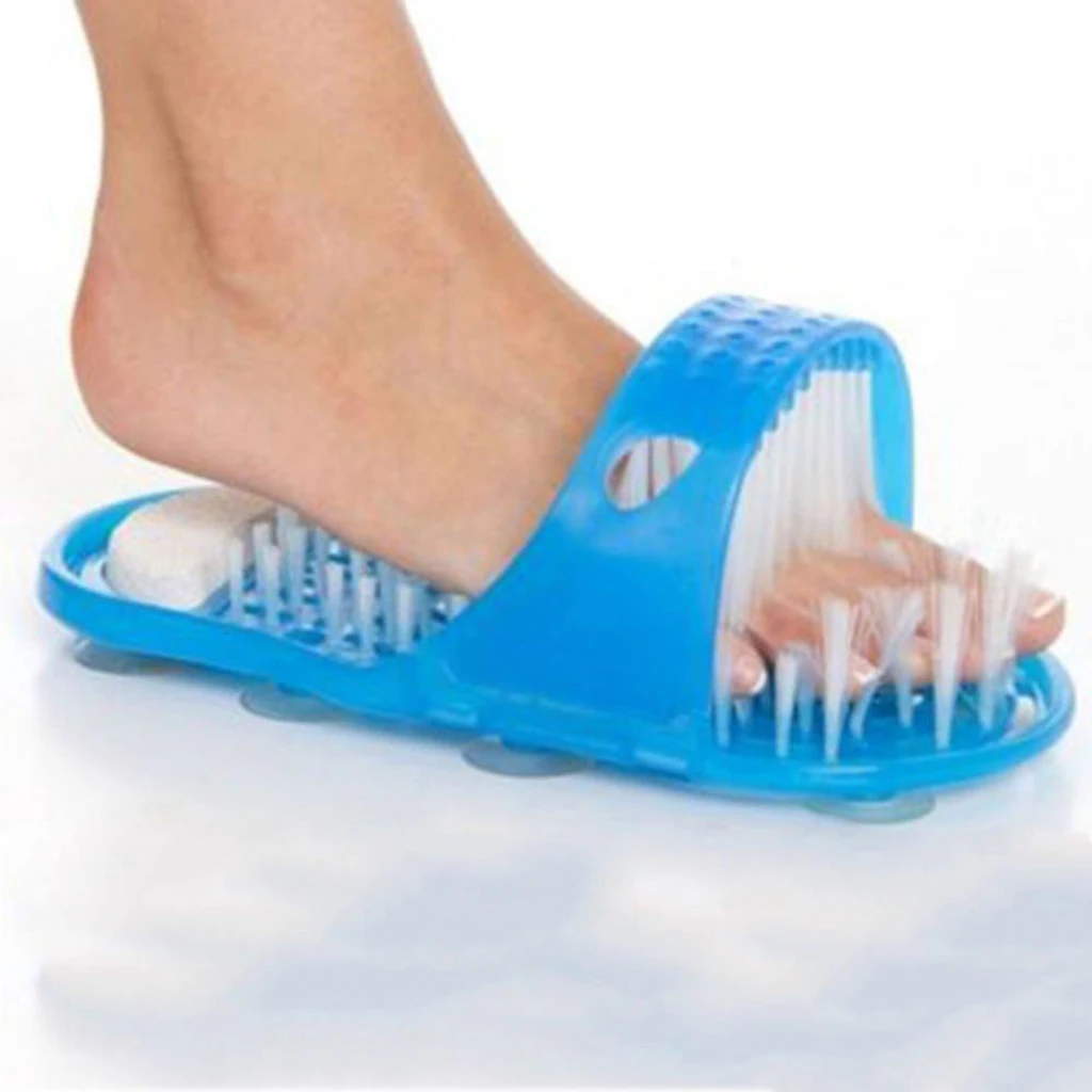 1 Piece Easy Feet Scrubber Foot Care Cleaner Brush Bath Massager Bathroom Shower Slippers - Blue