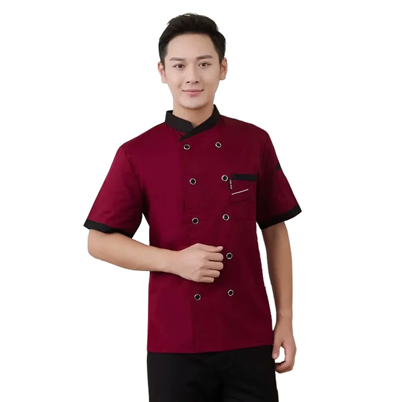 1 pcs Chef Jacket Catering Restaurant Chef Jackets Short Sleeve Unisex Shirt Free design size M-4XL chef uniform