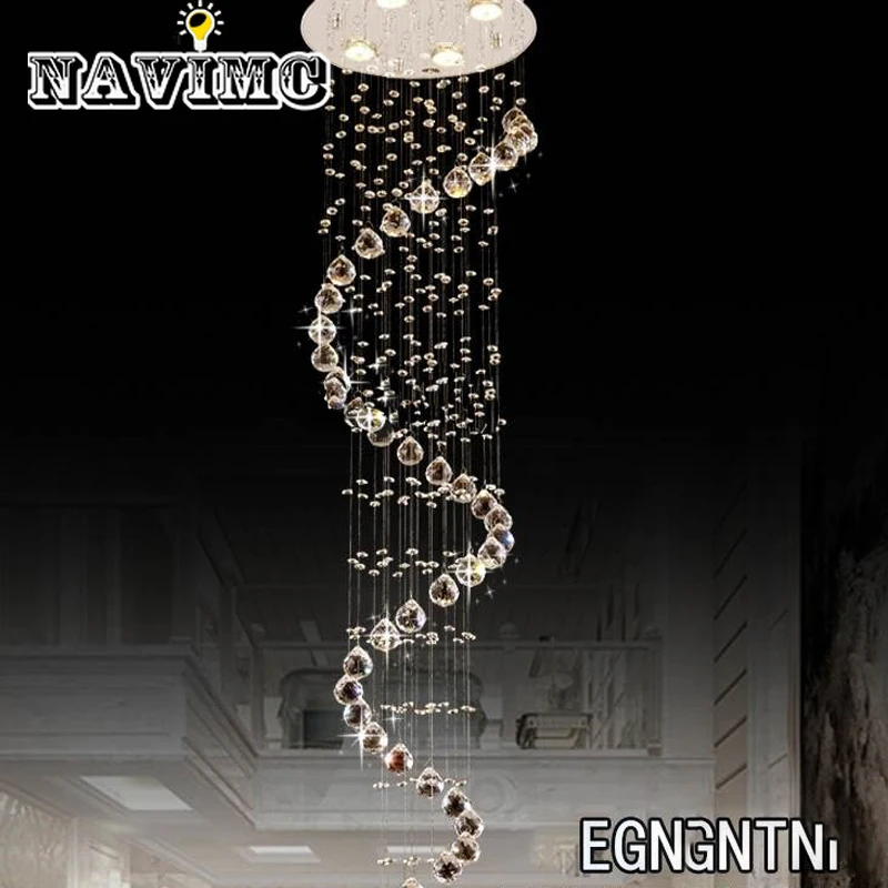 

Modern Luxury Spiral Staircase Living Room Decorated Crystal Chandelier