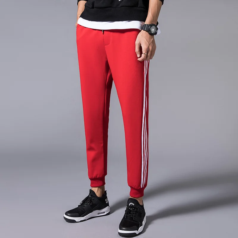 

Four Seasons Athletic Pants MEN'S Trousers Korean-style Three Bars Capri Pants Thin Straight-Cut Versatile Casual Pants Skinny H