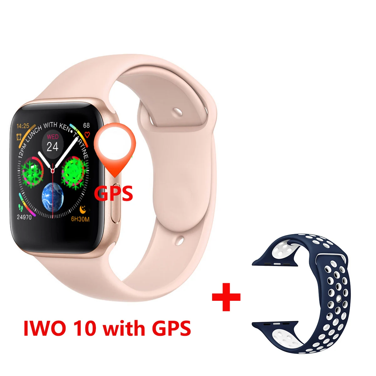 rose gold3 IWO 10 Смарт-часы Bluetooth 1:1 Series 4 gps Inteligente Pulseira IP32 водонепроницаемые Смарт-часы Android для обновления IOS IWO 9 8 7 - Цвет: rose gold3