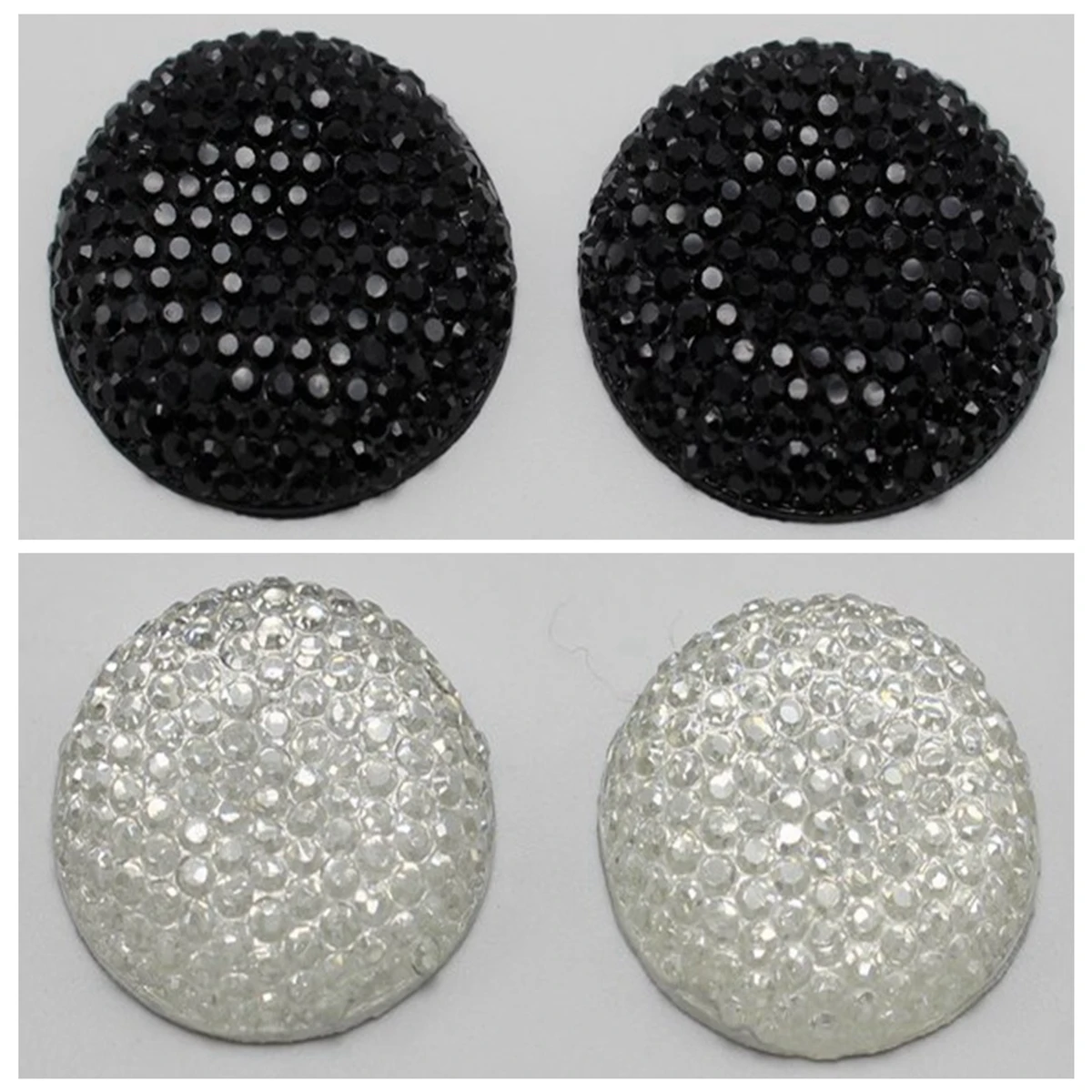 

20 круглых стразы с плоской задней стороной из смолы, драгоценный камень, кабошон 25 мм (1 дюйм), черный, белый