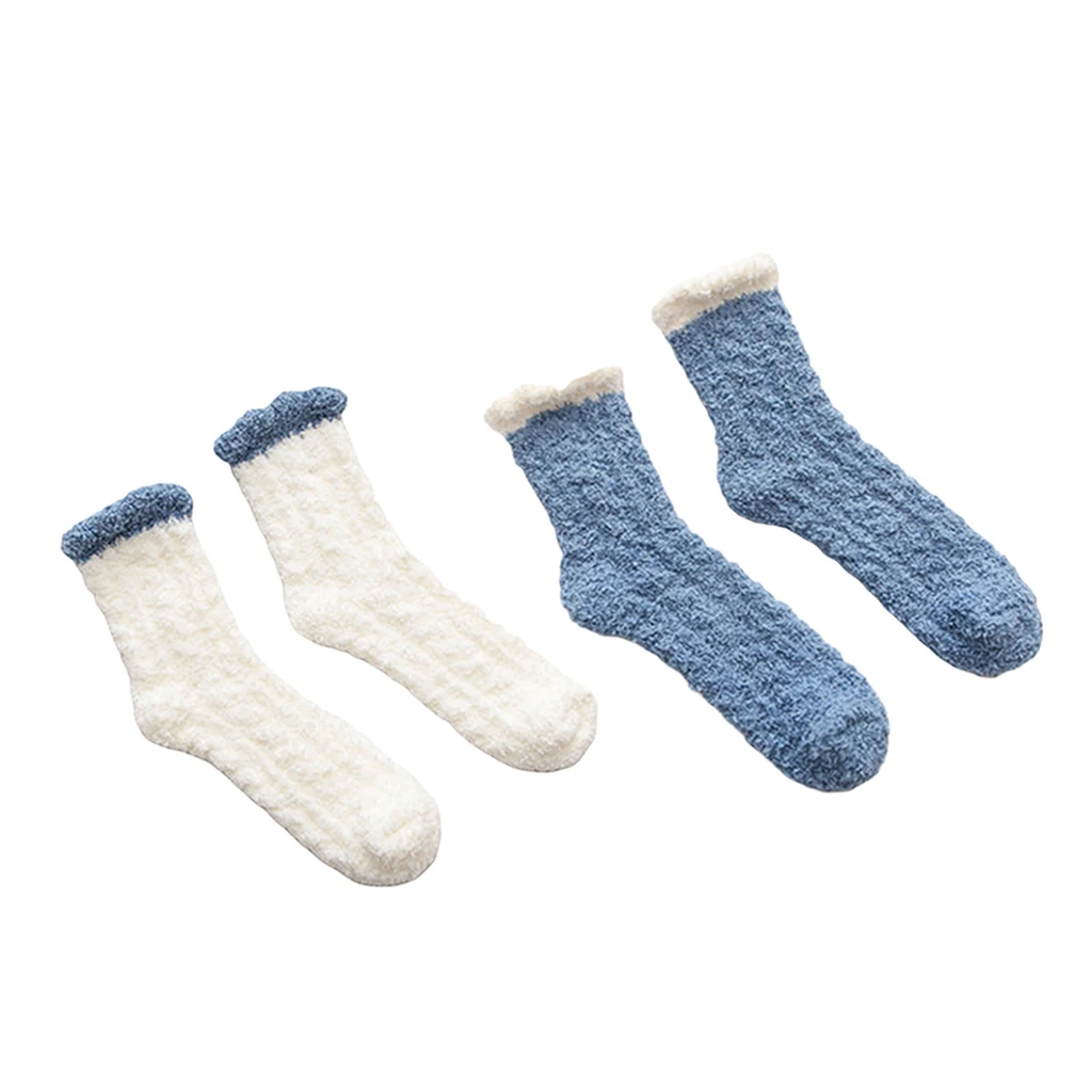 Set Of 2 Pairs Winter Soft Socks Slipper Socks Crew Socks Sleep Socks For Women Warm Socks