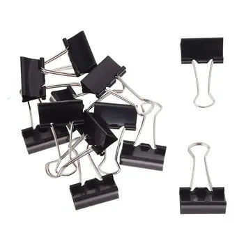 

12 Pcs Office Files Documents Metal Black Binder Clips 25mm Width