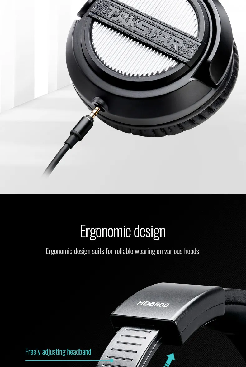TAKSTAR HD 6500 динамические стереонаушники совместимы с iPhone, iPad и iPod для прослушивания музыки, мониторинга записи