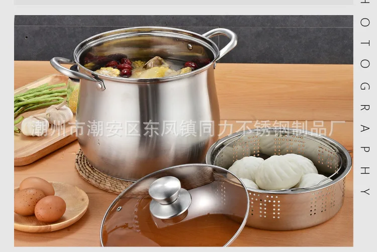 Нержавеющая сталь большой емкости суповый горшок со склада кастрюли кухонная посуда hotpot китайские кастрюли и кастрюли для газовой и индукционной плиты