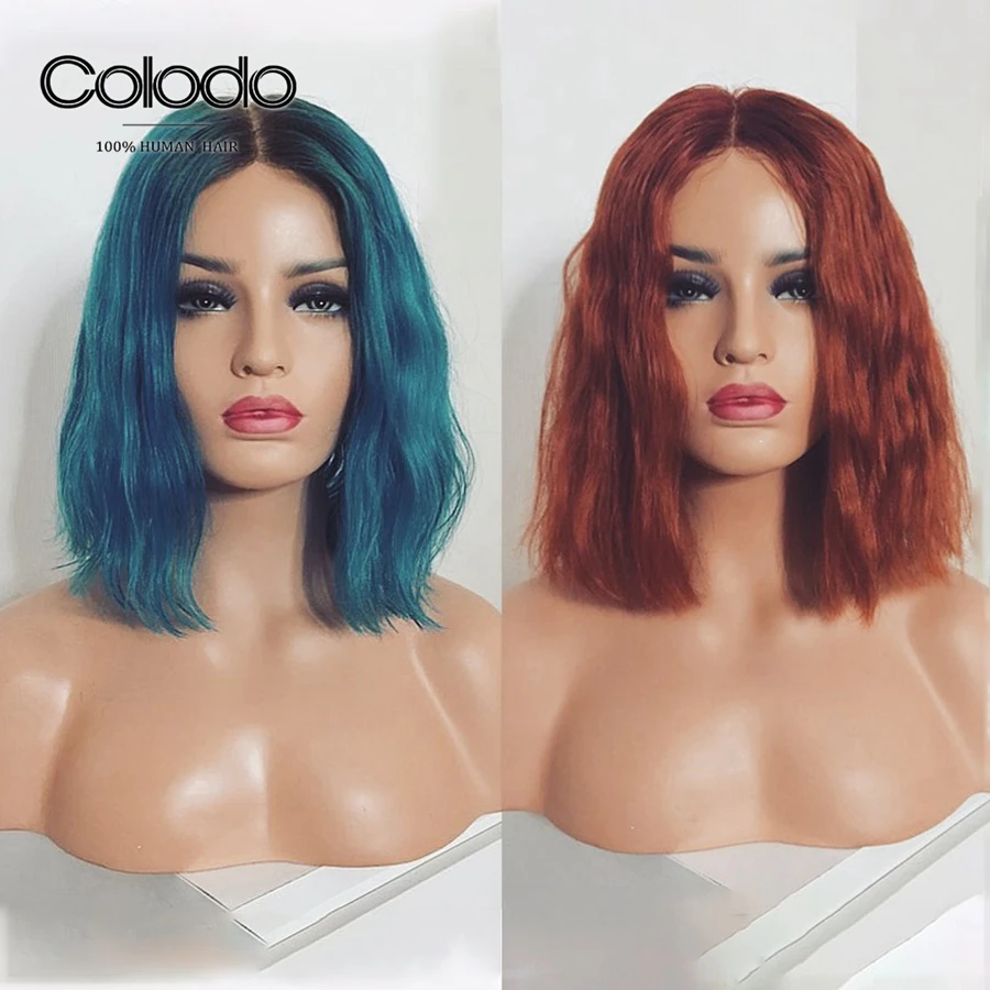 COLODO Korte Bob Lace Front Pruiken 150% Dichtheid Ombre Oranje Pruik Blonde Braziliaanse Remy Haar Water Wave Menselijk Haar Pruiken voor Vrouwen COLODO Korte Bob Lace Front Pruiken 150% Dichtheid Ombre Oranje Pruik Blonde Braziliaanse Remy Haar Water Wave Menselijk Haar Pruiken voor Vrouwen