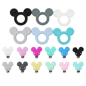 

TYRY.HU 5pc/lot Mickey Silicone Teether Baby Chew Paicifer clips Silicone Pendant BPA FREE Silicone Teethers