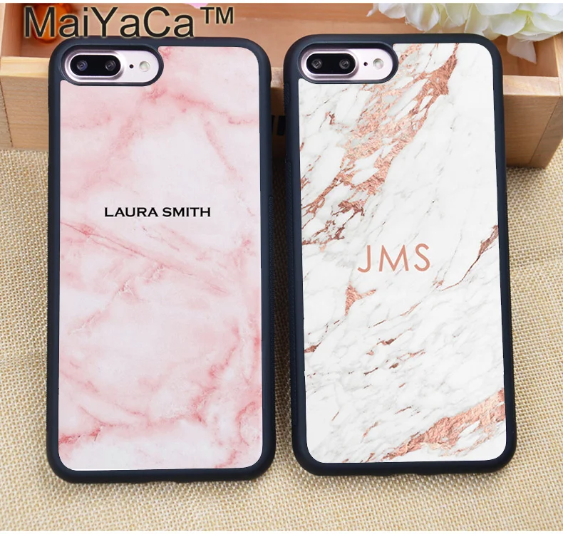 

MaiYaCa PERSONALISED Initials NAME Monogram Marble Phone Cases For iPhone 5 6s 7 8 plus 10 X XS max SamsungS6 S7 edge S8 S9 S10