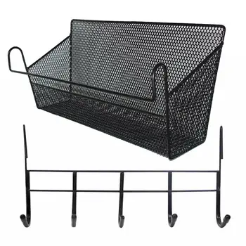 

Metal Multi Function Hanging Storage Rack Basket Hooks Book Phone Holder Dorm Bedside Organizer Set