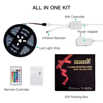 

LED Light Strip RGB Rope Lights LED Tape Lights Compatible Alexa/Google Home Waterproof 12V 5050 RGB Flexible Rope Kit JK