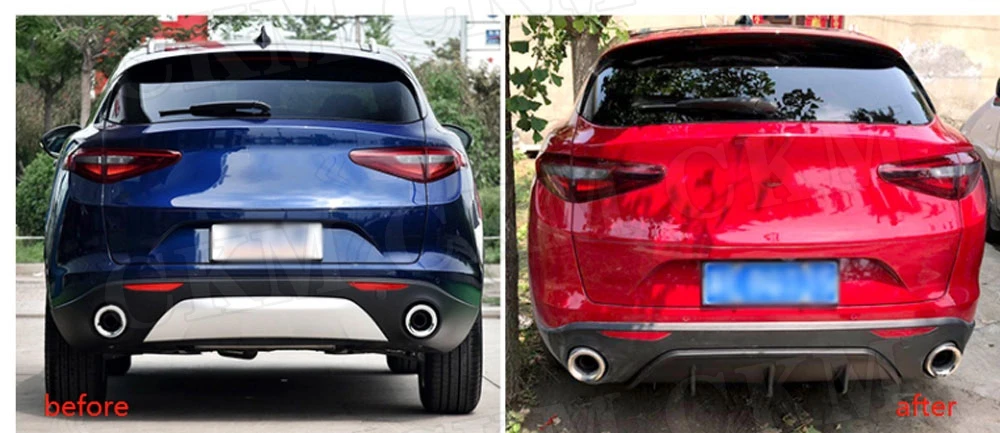 Задний бампер для губ Диффузор для Alfa Romeo Stelvio- углеродное волокно/ABS плавники Акула Стиль Задняя накладка для Hugger