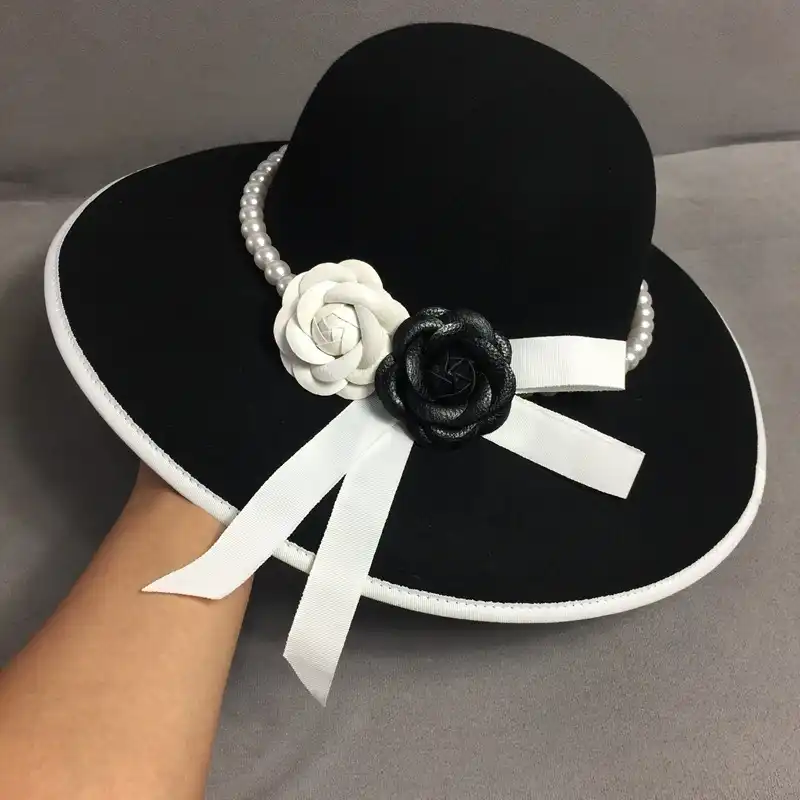 正式なツバ広白黒 Fedora 帽子真珠バンド 100 ウールフロッピー女性の結婚式教会帽子 Porkpie フェルト帽帽子 Women S Fedoras Aliexpress