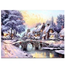 Пользовательские Алмазная вышивка зима мост кабина, 3d Алмазная живопись, полная Мозаика из стразов изображение горного хрусталя вышивки крестом YG1157