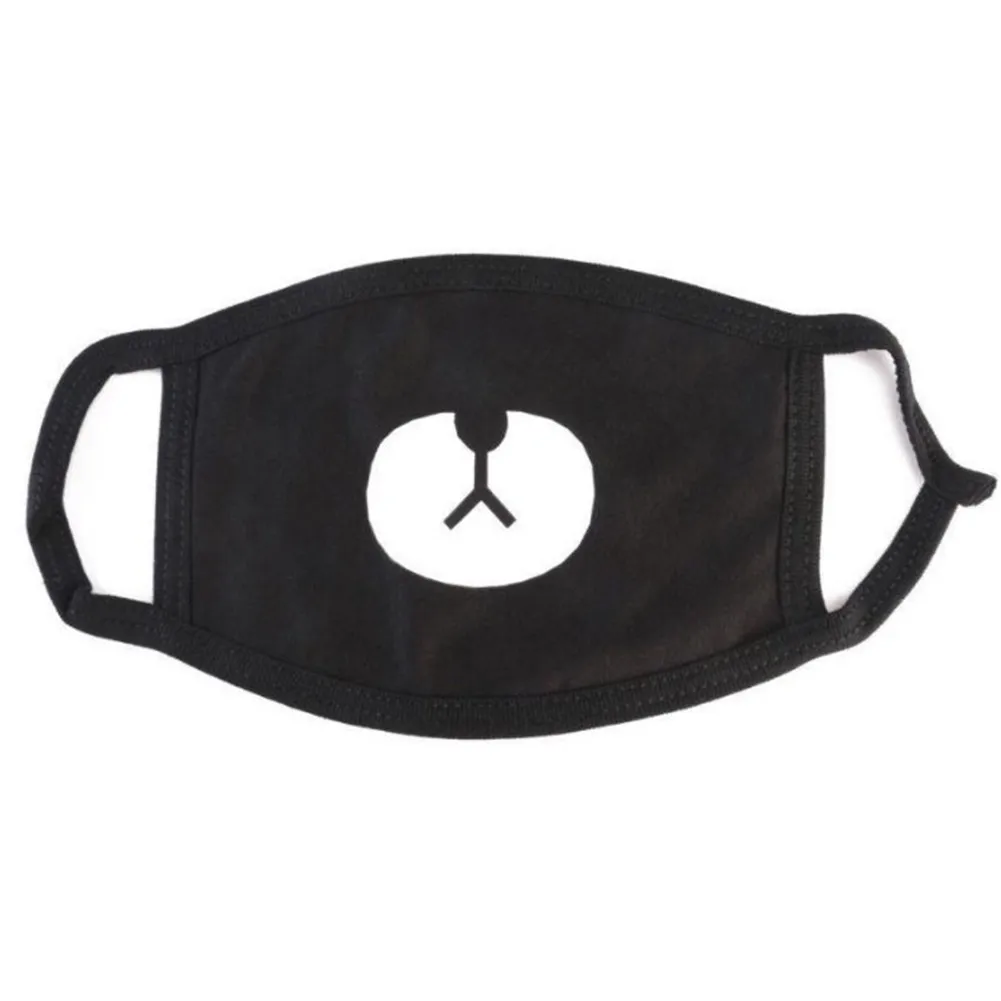1 шт., унисекс, милая маска с принтом медведя,, модная однотонная черная маска для лица, мультяшная противопылезащитная ветрозащитная мужская хлопковая маска - Цвет: Черный