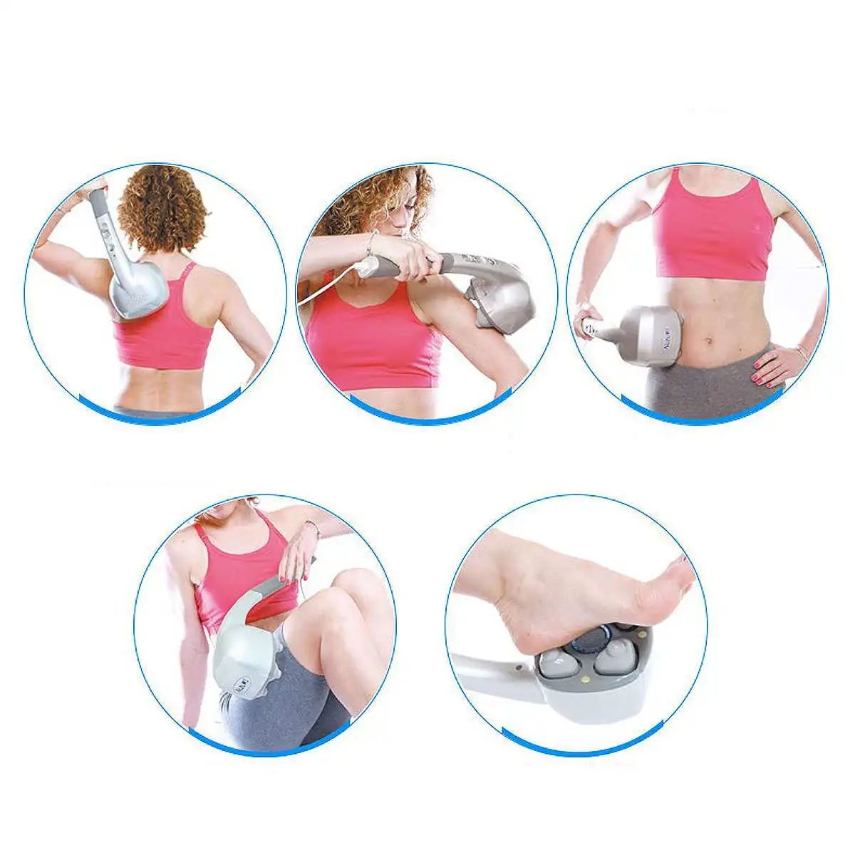 Electric Handheld Massager Four Head Machine Full Body Neck Vertebra Back Muscle Relax Vibrating Deep Tissue Massage Health Care