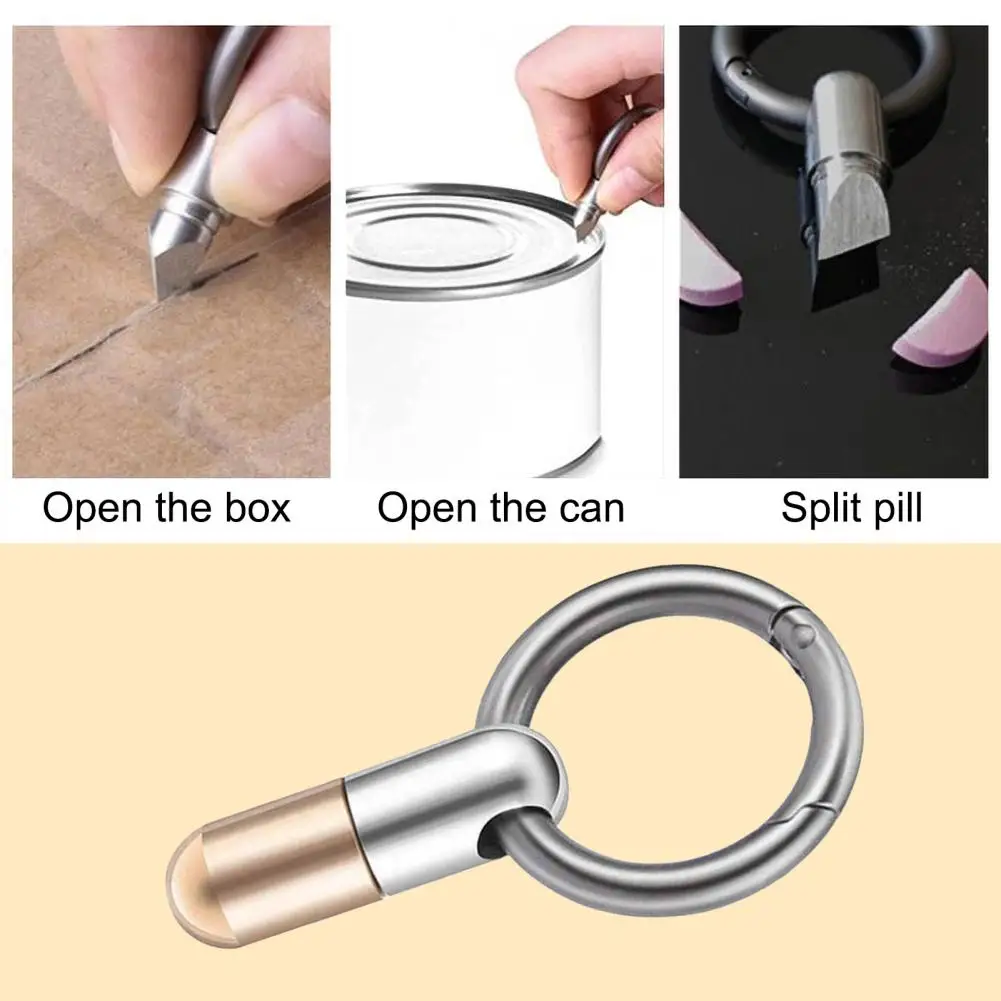 Stainless Steel Capsule Pocket Knife Multi-function Key Ring Pendant Cutter Mini Pill Unboxing Express Delivery Opening Tool