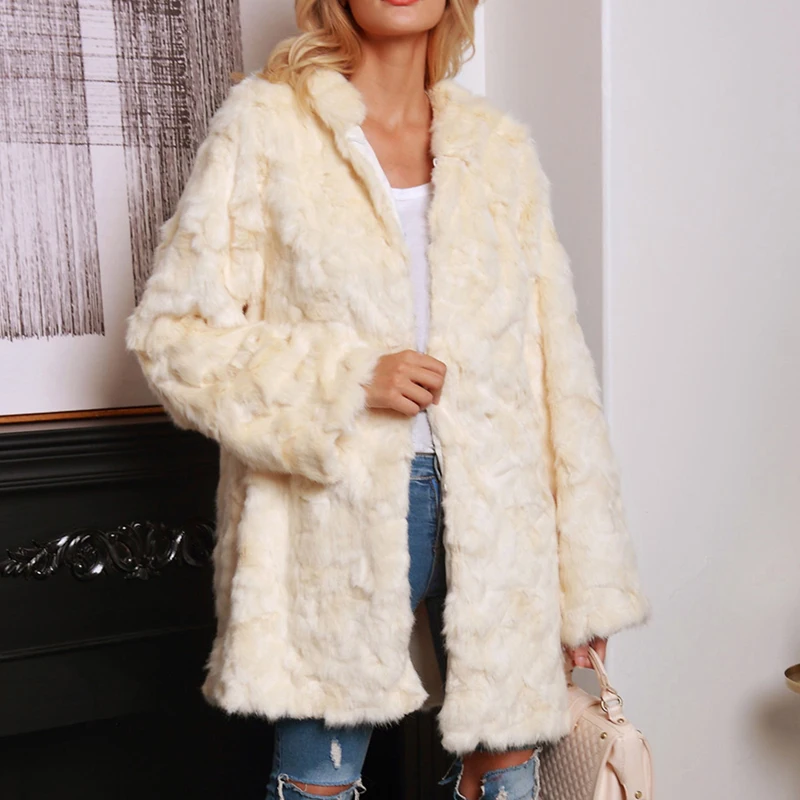 

2019 Autumn Cardigan Hooded Faux Fur Coat Women Casual Fashion Winter Warm Open Front Solid Jacket Streetwear Overcoat Female