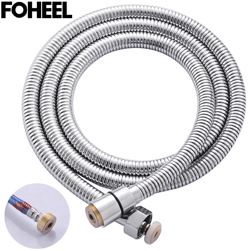 FOHEEL Shower Hose Silicon Tube 1.5M Water Pipe Chrome plating Stainless steel braided explosion proof | Обустройство дома
