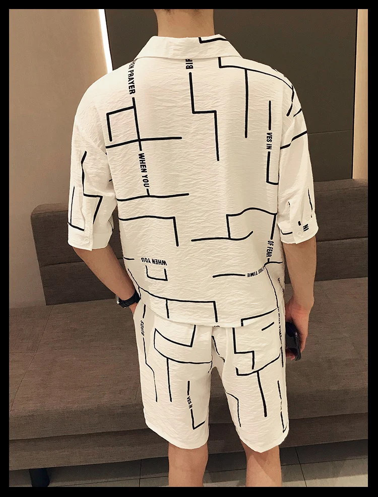 Корейский стиль Kleding уличная Ropa De Hombre Zomer футболки En Korte 2 шт набор Persoonlijkheid Gedrukt мужские kleding