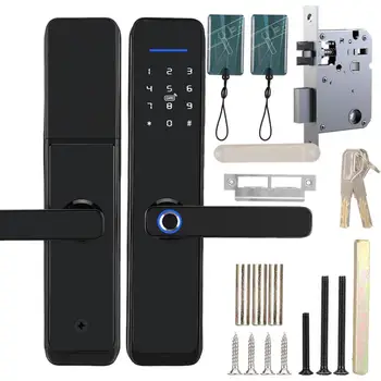 

WiFi Electronic Door Handle Lock Password Fingerprint IC Card Remote Work with Tuya Hot