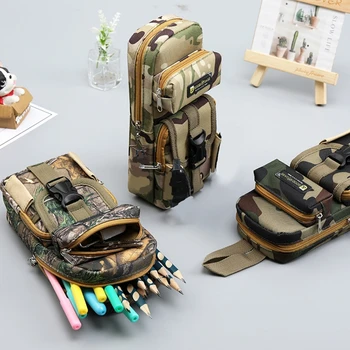 

Camouflage Large Capacity Pencil Case Bag Pen Storage Multiple Pocket School Supplies Boy Gift