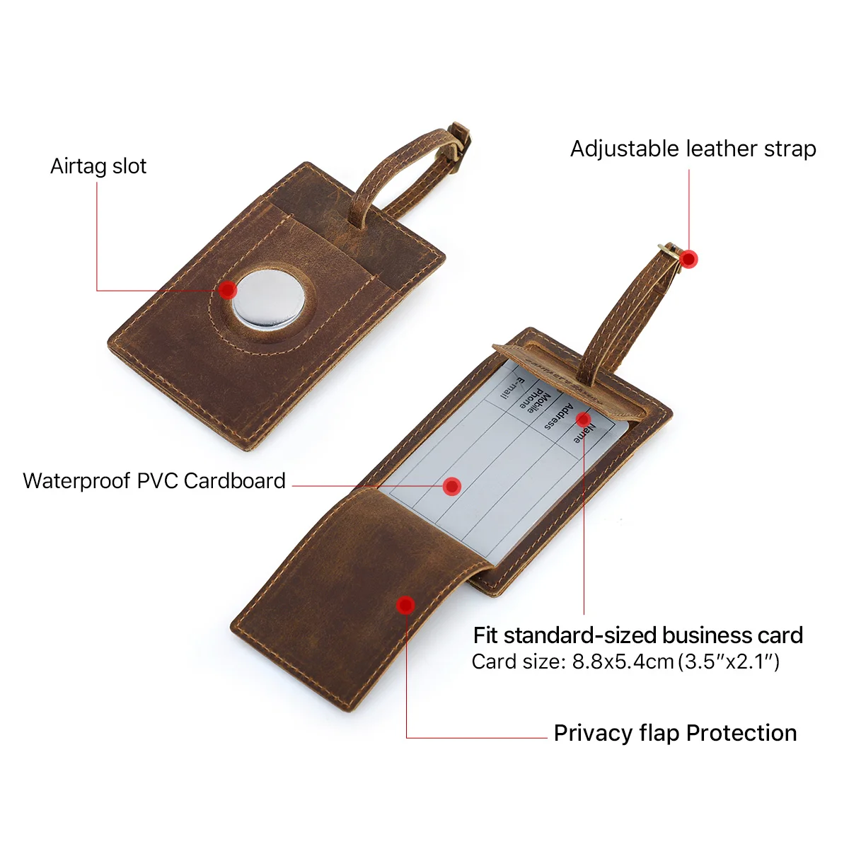 Étiquette de bagage AirTag en cuir personnalisée -  France