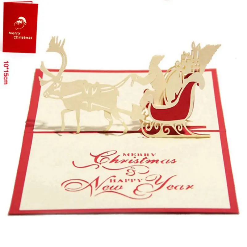 Invitation Card 3D Christmas Stereo Greeting Cards Holiday Wish Card Party For 3D Christmas Gift Card Christmas Supplies