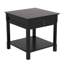 Furniture FCH Simple One-Pump Solid Wood Foot Table  with Storage Black