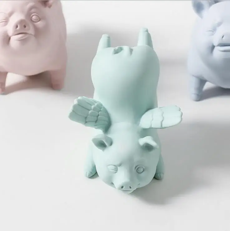 Art Figurine Creative Fly Pig Statue Home Office Cabinet Desktop Decor Crafts Dolls Toys Character Modeling Studio Ornament Gift Art Figurine Creative Fly Pig Statue Home Office Cabinet Desktop Decor Crafts Dolls Toys Character Modeling Studio Ornament Gift