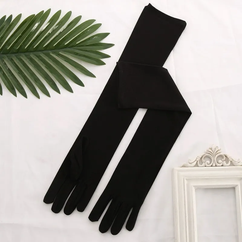 Black Cheap Spandex Bride Gloves of Wedding Accessories Long Gants Mariage Prom Party Purple Gloves S204