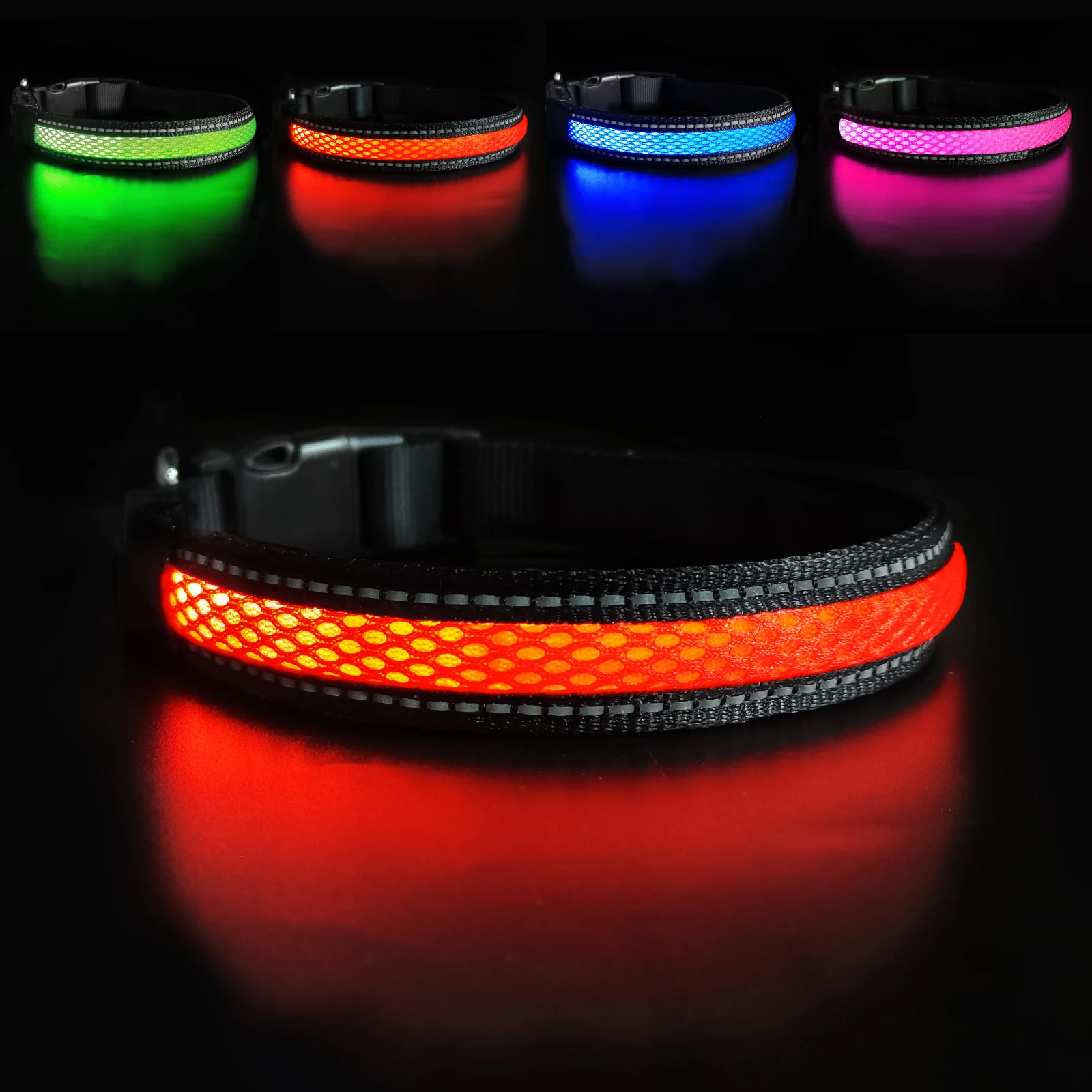 Dog Nylon Collar USB Flashing Charging LED Light Reflective Anti-Lost Rechargeable Glow Dog for Small Medium Large Dogs SuppliesDog Nylon Collar USB Flashing Charging LED Light Reflective Anti-Lost Rechargeable Glow Dog for Small Medium Large Dogs Supplies 