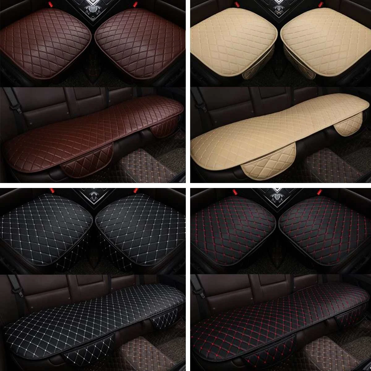 PU Leather Car Rear Back Universal Seat Cover Pad Mat Chair Protector Cushion