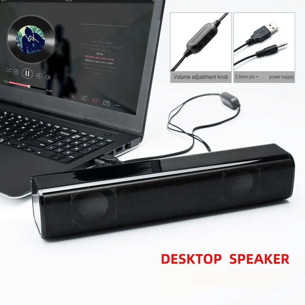 Q2 HD звук динамик USB питание Саундбар аудио плеер 3,5 мм проводной ПК динамик s стерео сабвуфер для домашнего офиса ТВ PC Projecter