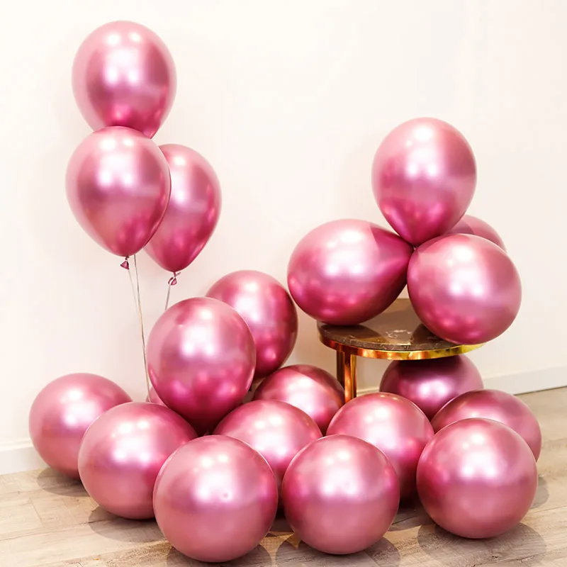 20 шт. металлические золотые, серебряные, синие, розовые, зеленые, фиолетовые баллоны, свадебные, с днем рождения, латексные металлические хромированные воздушные шары, гелиевые шары - Цвет: pink