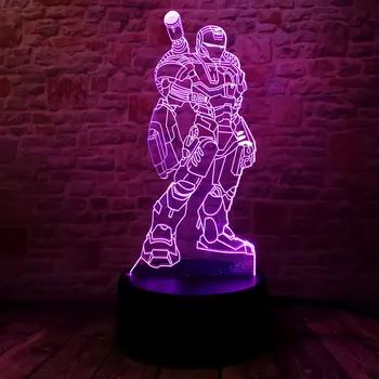 

Lovely Marvel Iron Man Figuras 3D Illusion Led Lamp 7 Colorful Changing Nightlight Avengers IronMan Figure Toys