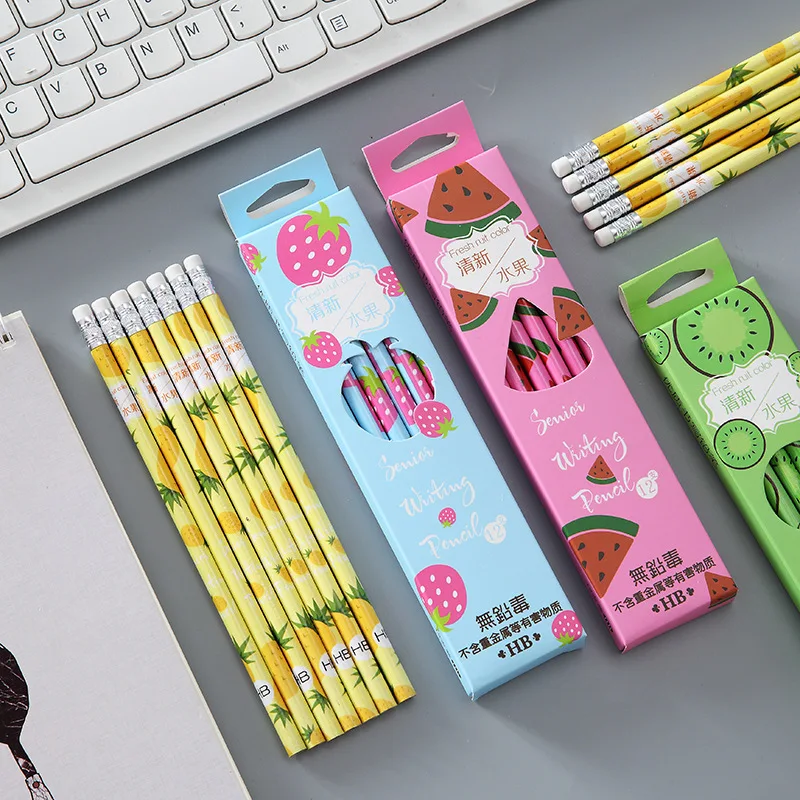 48 шт креативные коробки фруктовые карандаши милые канцелярские подарки для детей кисти для рисования мультфильм студентов письма
